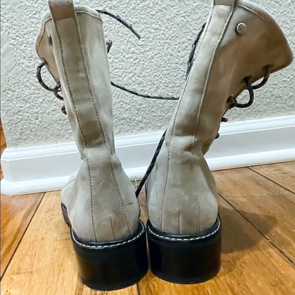 Stuart Weitzman METERMAID LACE-UP SUEDE BOOTS, Taupe - Picture 7 of 7